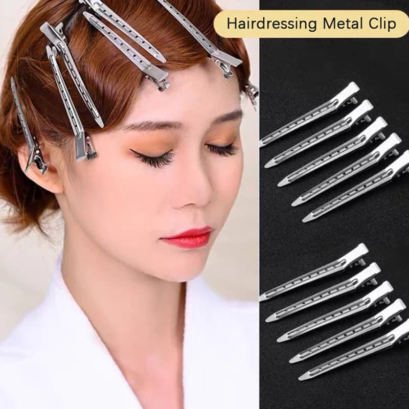 10 clip per la cura dei capelli in acciaio inossidabile, clip per sezionare i capelli, morsetti per strumenti da parrucchiere