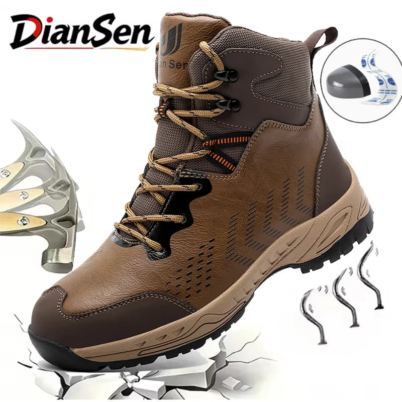 Work Safety Boots Men Steel Toe Work Shoes High Top Waterproof Boots Security Shoes Protective Safety Shoes Construction Site