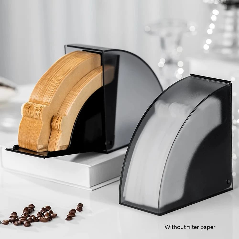 Coffee Filter Holder with Lid Acrylic Paper Dispenser Rack Fit Cone Filters Storage Box Organizer Damp-proof Coffee Accessories