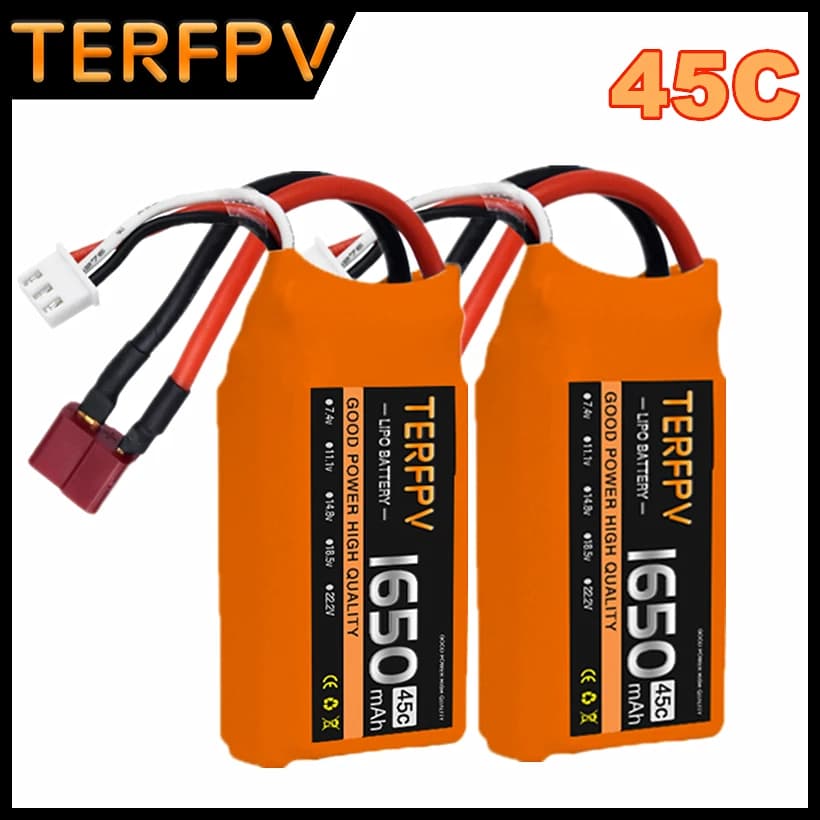 2/4PCS TERFPV 7.4v 1650mAh 45C LiPo Battery For RC Drone Quadcopter Helicopter Car Boat Spare Parts With T JST XT30 XT60