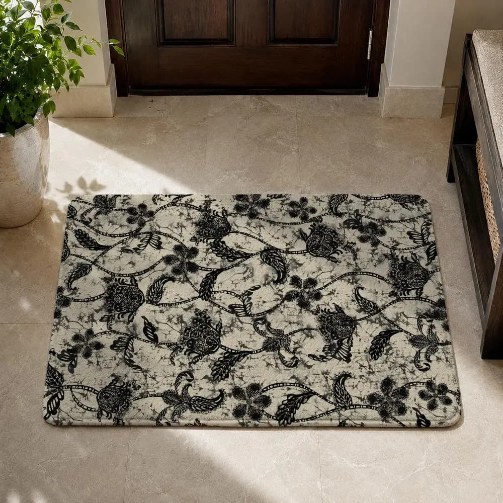 Plant Patterns Floor Mat Flannel Non-Slip Washable Soft Rug For Bathroom Kitchen Bedroom Living Room Home Decor