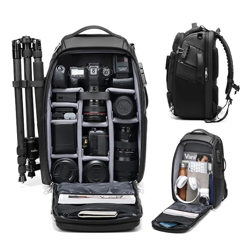 Professional travel backpack for DSLR camera with tripod bracket Detachable anti-theft laptop backpack for Sony Canon Nikon