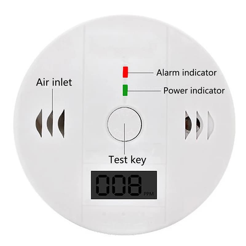 Sensore CO LCD Funziona da solo Costruito con sirena da 85 dB Rilevatore di allarme di avvertimento avvelenamento da monossido di carbonio indipendente