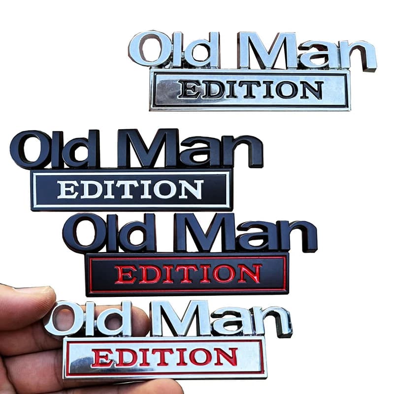 Emblema per auto Old Man Edition, adesivo distintivo in metallo 3D per auto, camion, SUV, moto, divertente adesivo con targhetta resistente alle intemperie