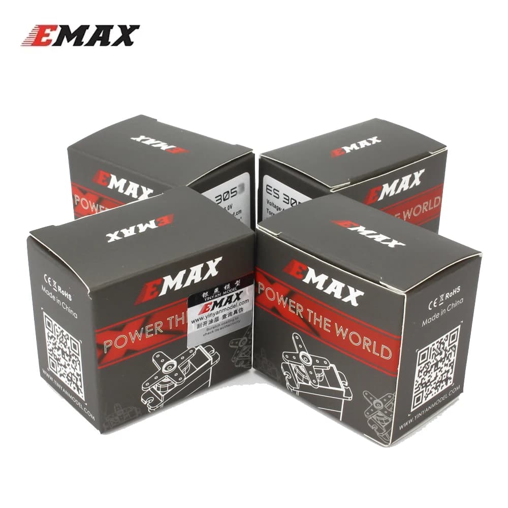 4 pz. EMAX ES3054 ES3004 ES3001 Servo Digitale 4.8-6.0V con Connettore Futaba JR per Aeromodelli RC FPV ad Ala Fissa ed Elicotteri - Accessorio
