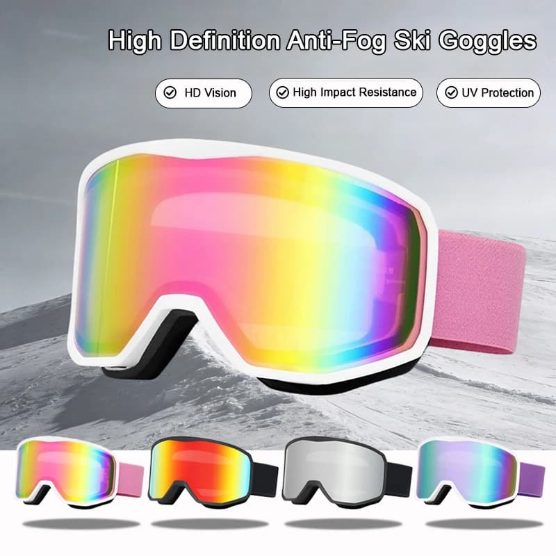 Cylindrical Ski Goggles Double Layer Anti Fog HD PC Lens UV Protection Snowboard Glasses for Adult Skiing Mountaineering Cycling