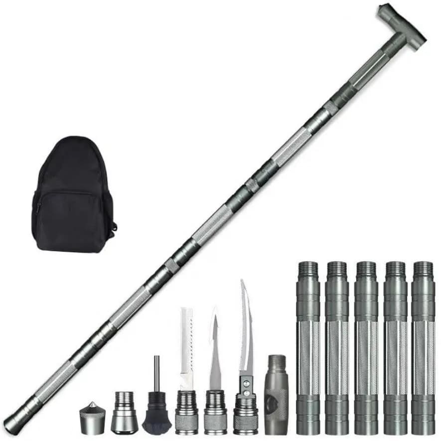 Outdoor Camping Walking Stick Multifunctional Security Hiking Adventure Survival Tool Trekking Stick