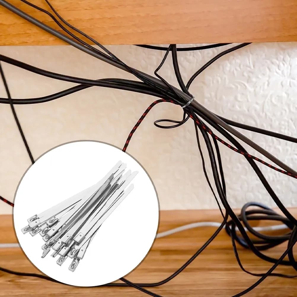 100 Pezzi Fascette in Acciaio Inox Resistenti, Fascette Metalliche per Recinzioni, Tubi, Gabbie, Gestione Cavi, Fascette Riutilizzabili