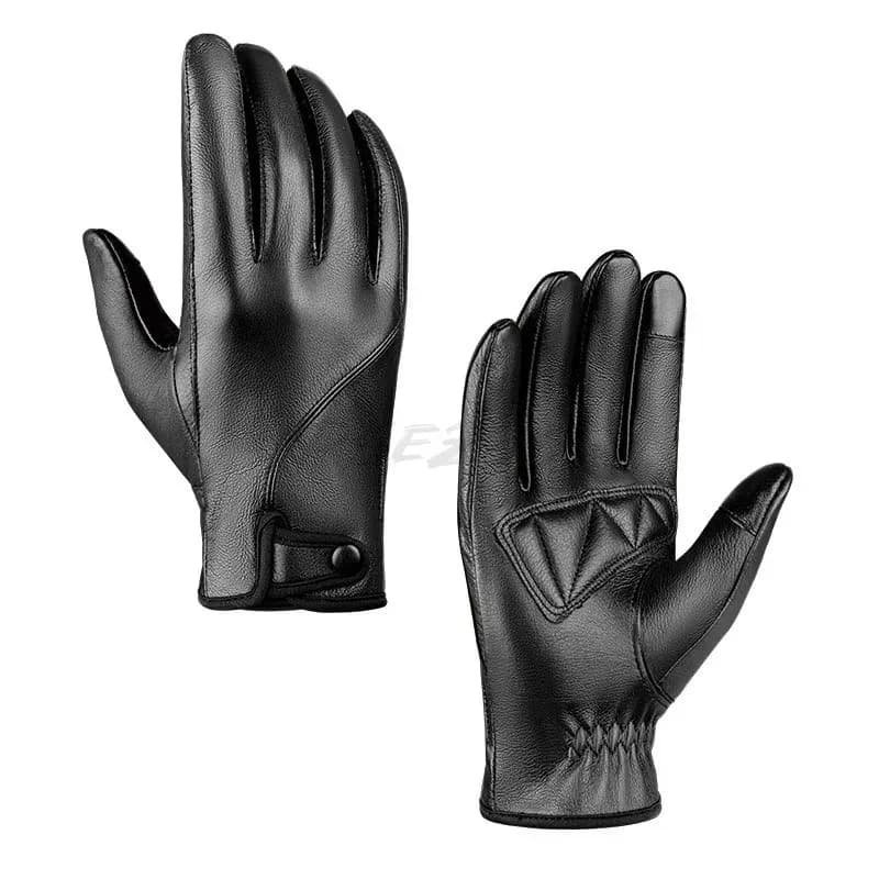 Guanti in pelle di vacchetta autunno e inverno Touch screen spesso e caldo da uomo che guidano motocicli Guanti in pelle da equitazione