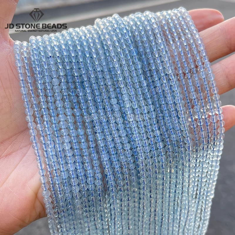 7A 3mm Pietra Naturale Acquamarina Perlina Rotonda Allentata Del Distanziatore Piccola Perlina Della Pietra Preziosa per la Produzione di Gioielli Collana FAI DA TE Accessorio Del Braccialetto