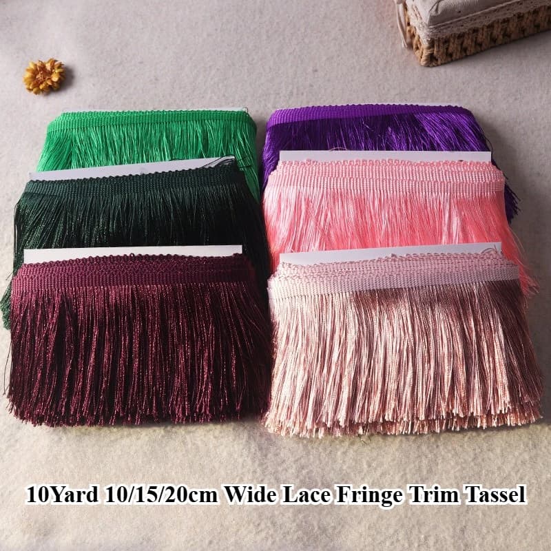 10Yard 10/15/20cm Wide Lace Fringe Trim Tassel Fringe Trimming for Latin Dress Stage Clothes Accessories Lace Ribbon Tassel