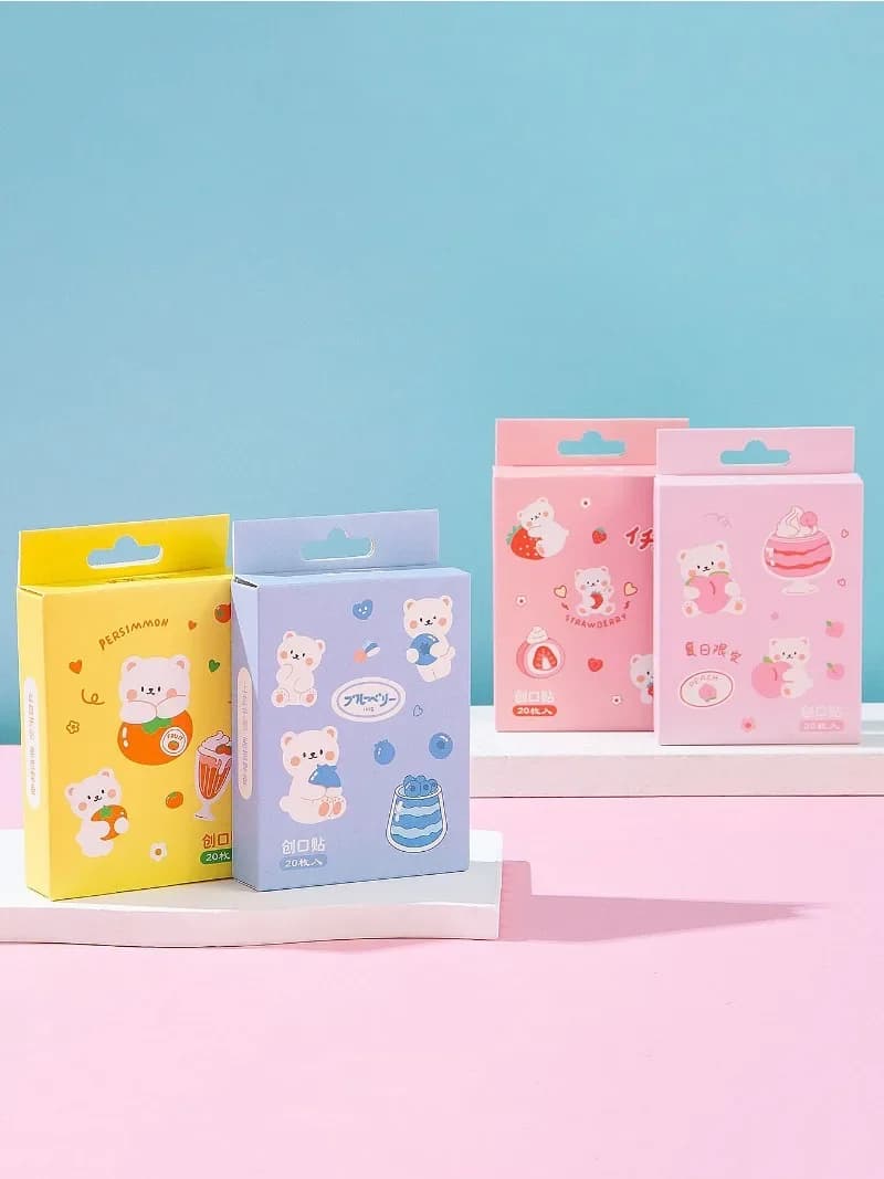 Cerotto Kawaii 20 pezzi in scatola per studenti e bambini, impermeabile, traspirante, per ferite, emostasi, kit di pronto soccorso