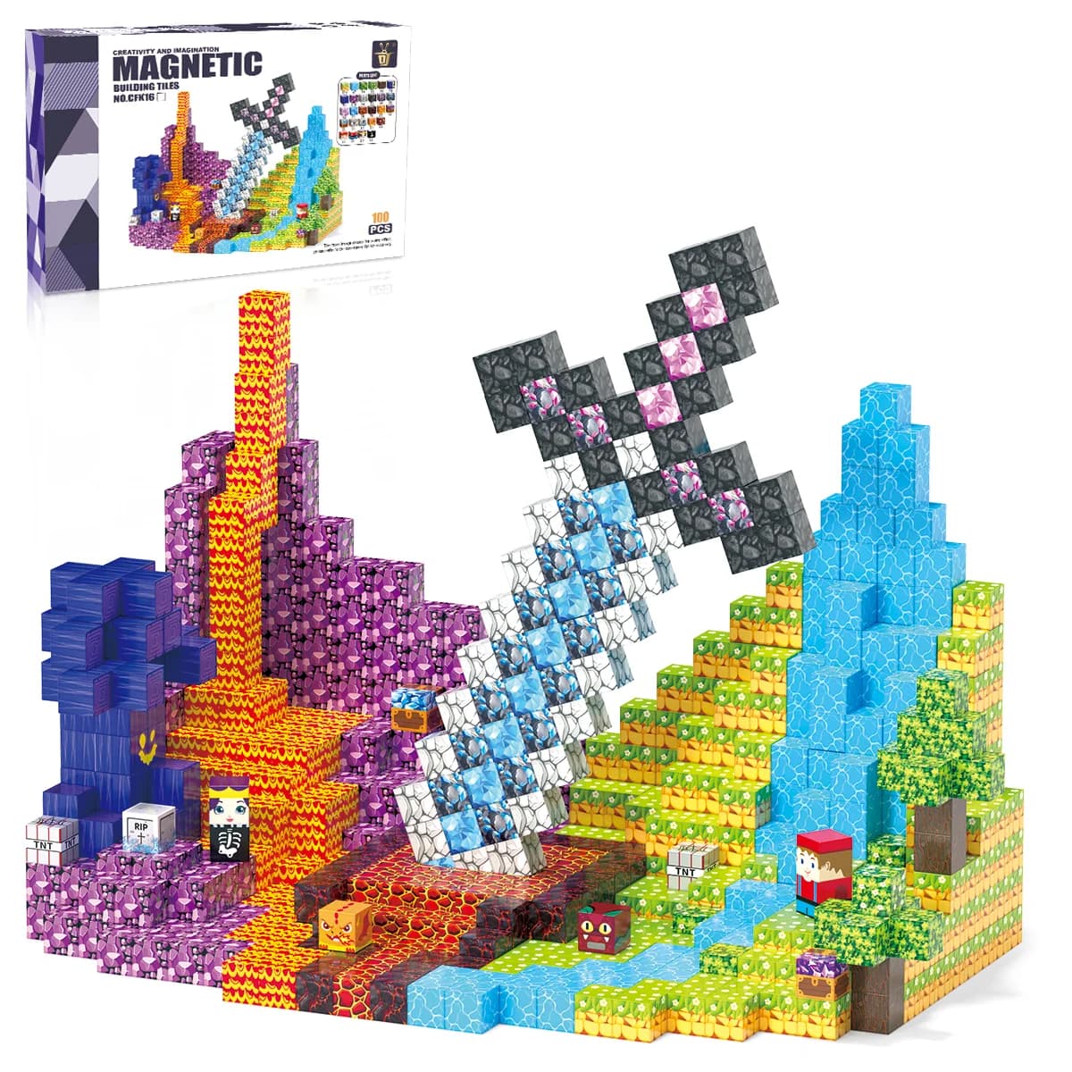 Mattoncini Magnetici Costruzioni DIY Cubi Magnetici Educativi Sensoriali Giocattoli STEM per Bambini e Bambine dai 3 Anni in su