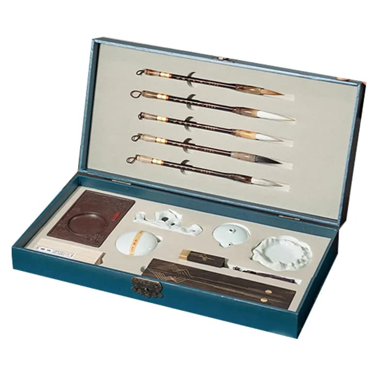 Study four treasures set brush inkstone ink strip calligraphy pen gift box gift collection boutique special pen ink paper inksto