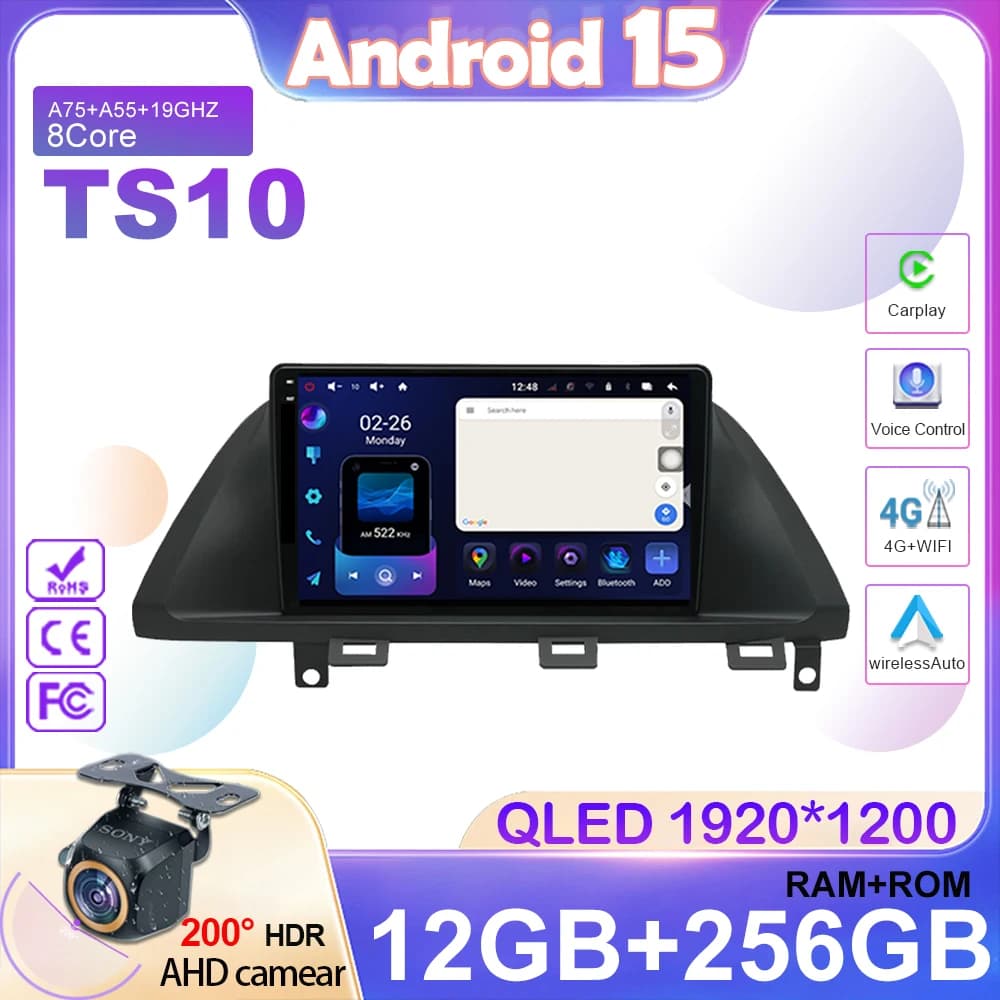 Android 15 Autoradio Per Honda Odyssey 2005-2010 Multimediale di Navigazione Universale Senza Fili Carplay 7862 8 + 256 2K QLED Schermo