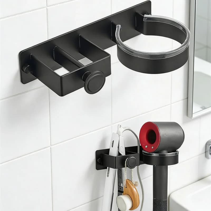 Wall Mount Holder for Hairstyle Tools, Hair Dryer Door, Bathroom Accessories Organizer