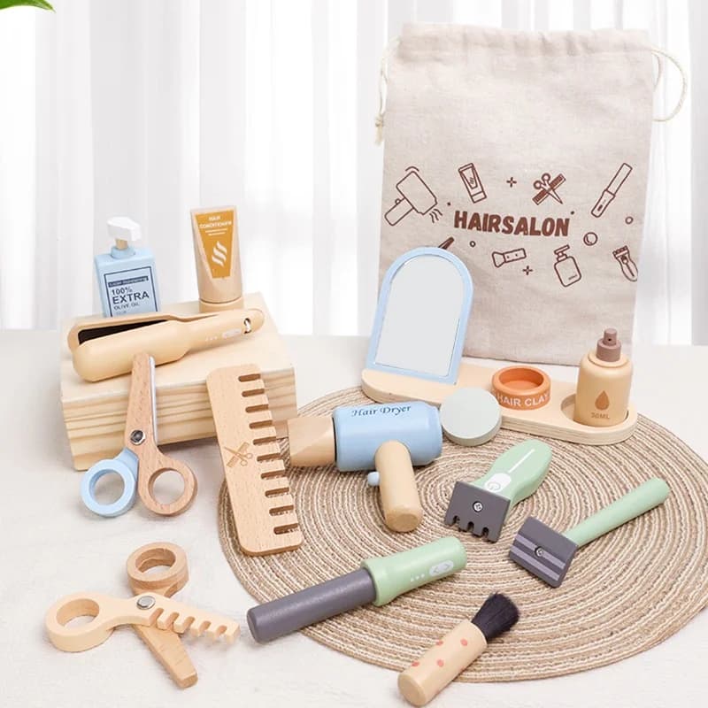 Set Role Game for Kids Hairdresser, Scissors Hair Dryer Mirror, Educational Toy for Beauty Salon