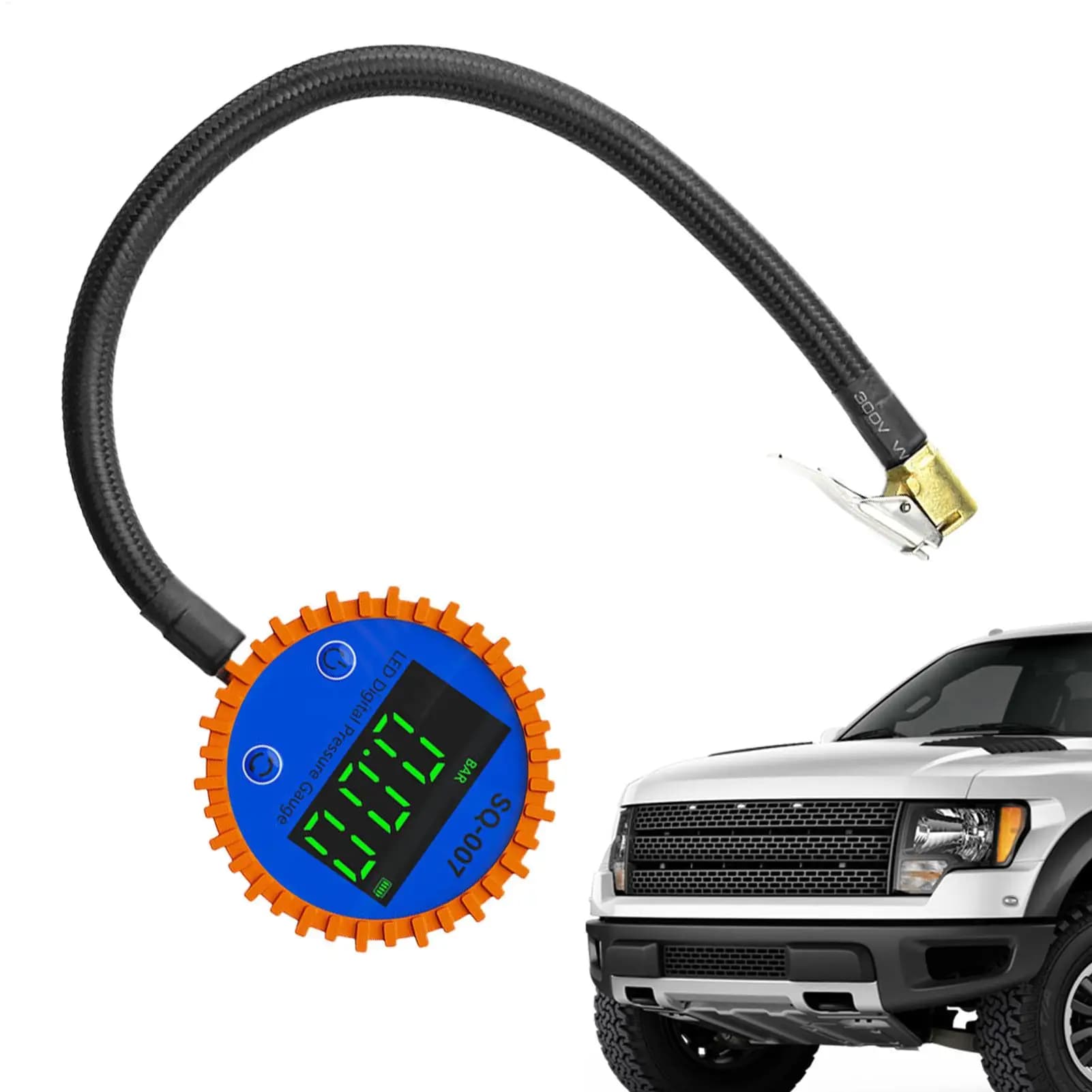 Manometro dell'aria Pressione dei pneumatici Digitale per carichi pesanti Connessione rapida Gonfiatore digitale per manometro dei pneumatici per rimorchio RV camion automobilistico