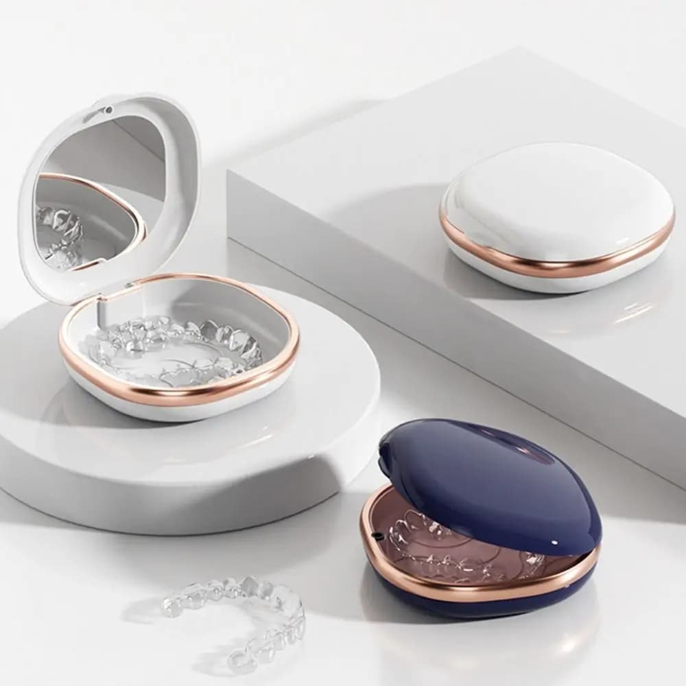 Portable Braces Box With Mirror New Draining Denture Storage Box Travel Orthodontic Retainer Case Mouthguard Case Cleaning Box