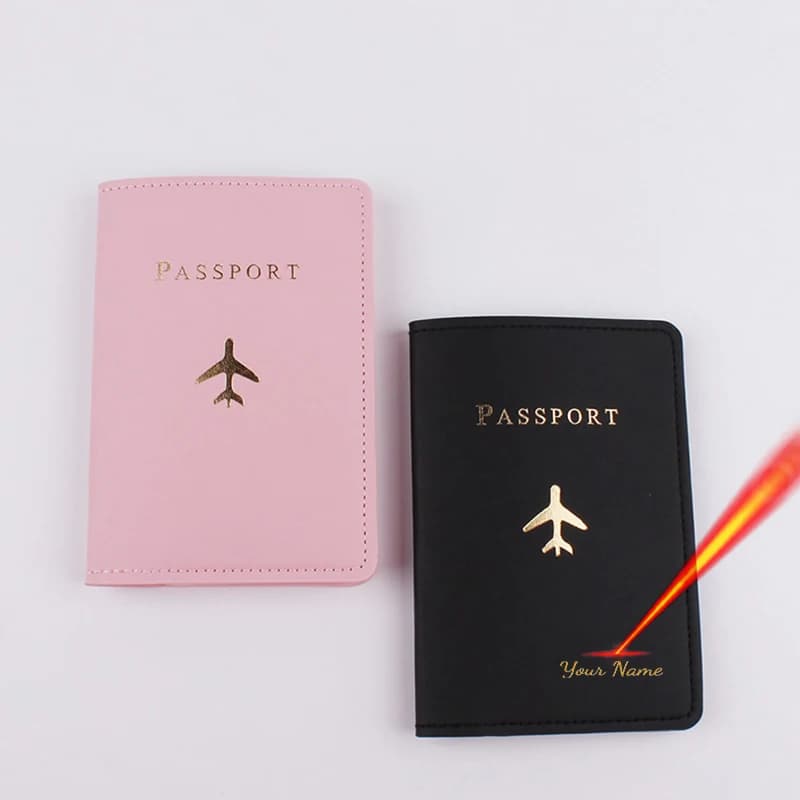 Nome personalizzato Copertina per passaporto Uomo Donna Custodia con logo per aereo per passaporti Porta biglietti da viaggio alla moda