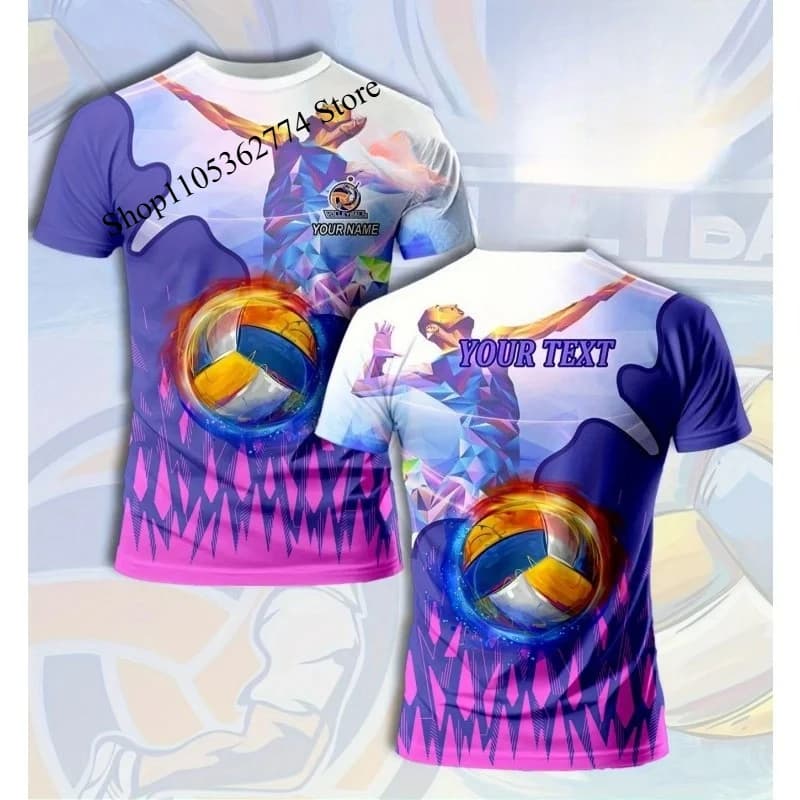 Magliette da pallavolo stampate in 3D per uomo, t-shirt con grafica personalizzata, top sportivi casual alla moda con scollo a O, manica corta