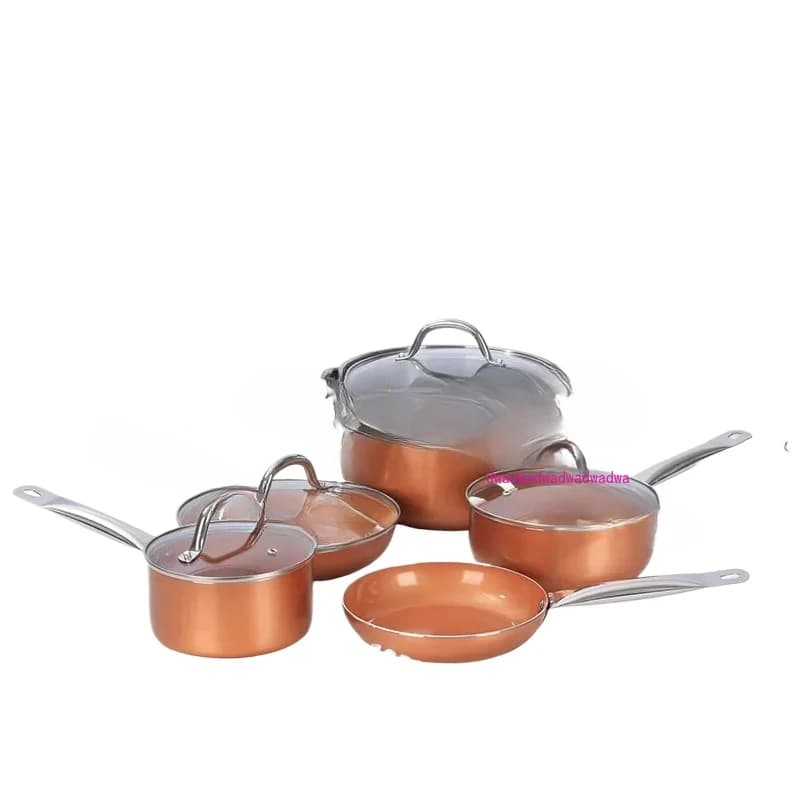 Set of kitchen pots with non-stick pan, set of aluminium pots
