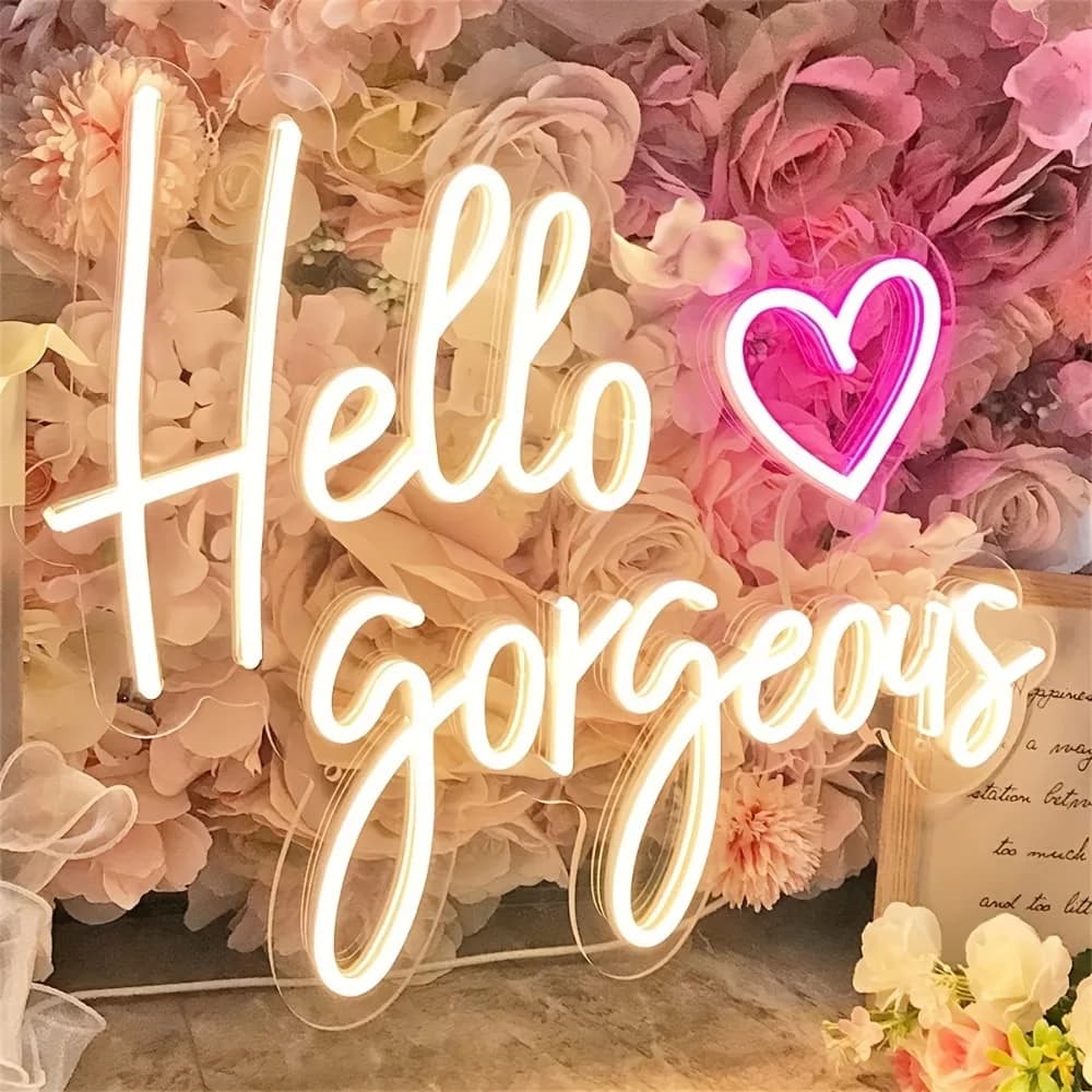 1pc "Bello Gorgeous" Insegna al neon LED Wall Art per camera da letto, KTV e decorazioni per la casa - Regalo di compleanno perfetto per gli amanti della bellezza