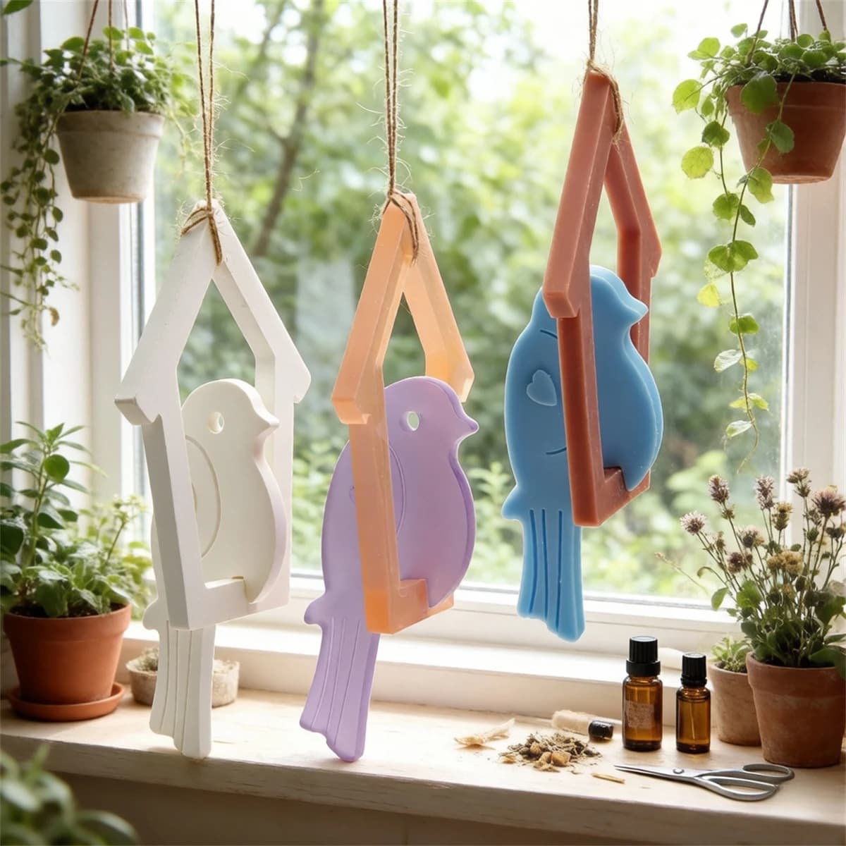 Stampo in Silicone 3D per Casetta per Uccelli e Profumatore, Stampo Riutilizzabile in Resina Epossidica per Ornamenti da Appendere, Decorazioni per la Casa in Gesso Aromaterapico
