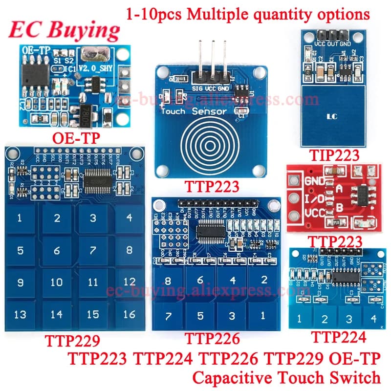 10 pz/1 pz 1/4/8/16 Canali di Modo TTP223 TTP224 TTP226 TTP229 Jog Sensore di Pulsante A Tetto Digitale Modulo Interruttore Capacitivo per Arduino
