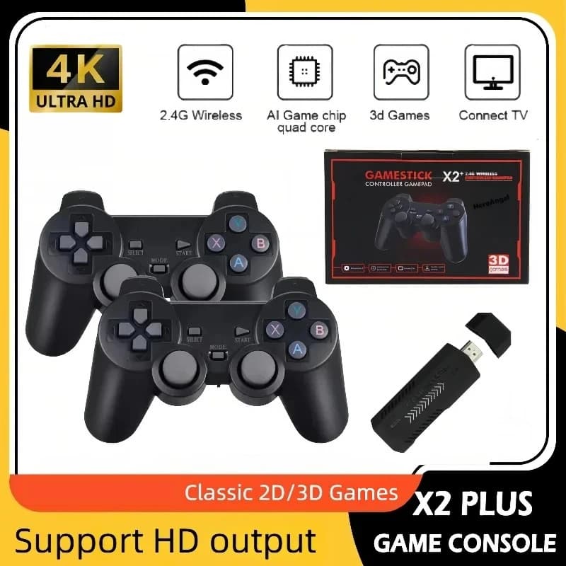 Nuova Console di Gioco X2 Plus 2026, Stick 4K HD 2.4G, Console Retro con Controller Wireless, Emulatore TV PS1 N64 DC