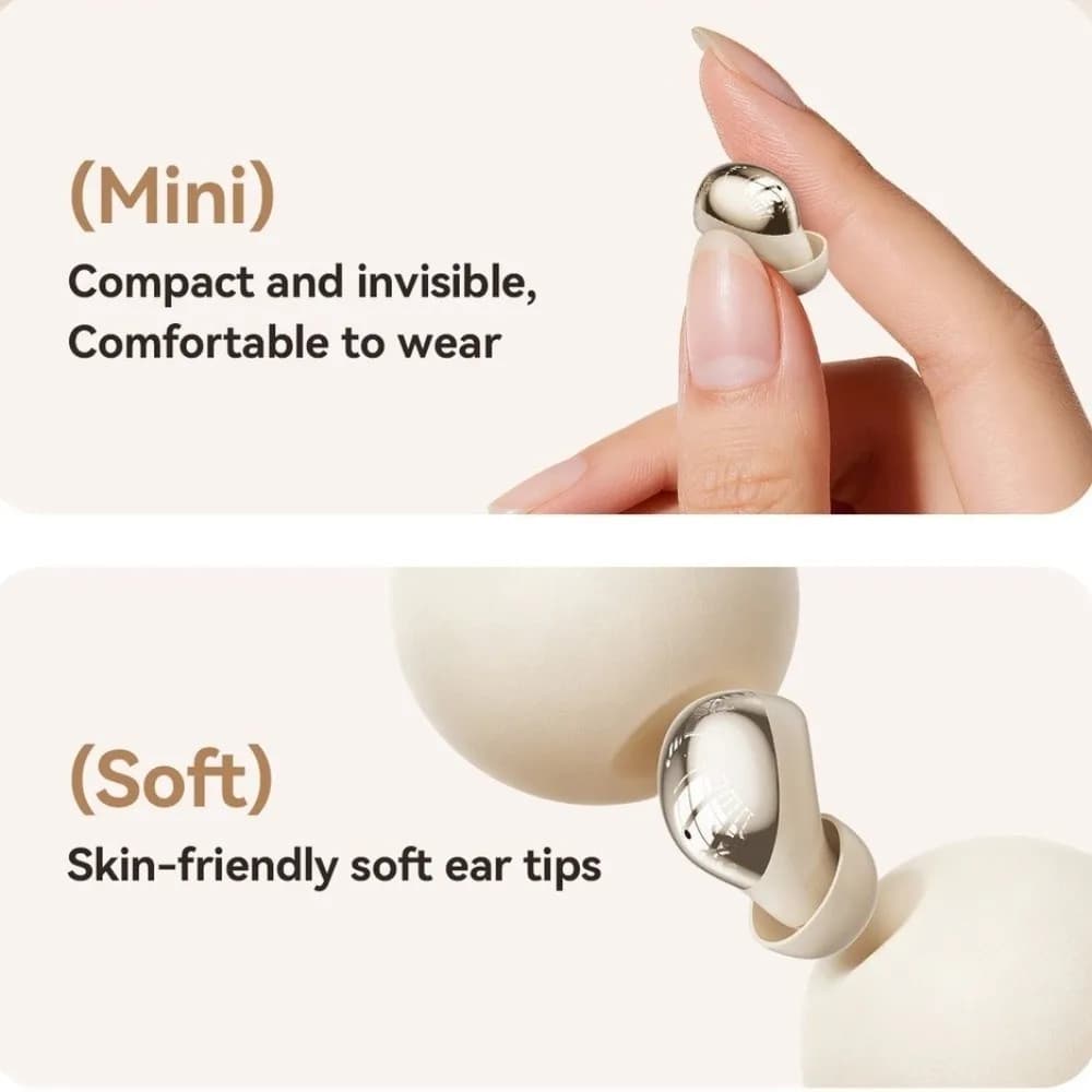Noise Cancelling Wireless Earbuds Ear Hook Makeup Mirror Case Bluetooth Headphones In-Ear Long Battery Open-Ear Earphones
