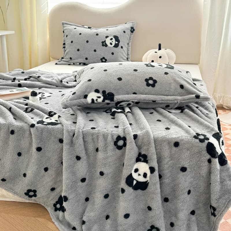 Coperta soffice stampata panda per letti singoli/queen/king plaid in pile di peluche per divano morbida e calda coperta Thow per l'inverno