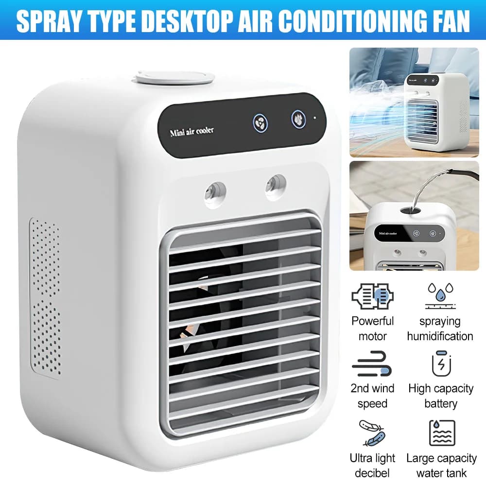 Ventilatore portatile per aria condizionata per auto, condizionatore d'aria, umidificatore, ventola di refrigerazione, umidificatore per fragranze, ventole di raffreddamento estive