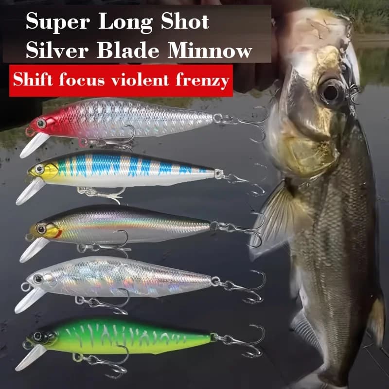 5 Pz/scatola Coda Lunga Minnow Richiamo di Pesca 10.5 centimetri Galleggiante Esca Dura Artificiale Wobbler Crankbait 3D Occhio Carpa Pesce Persico attrezzatura da pesca