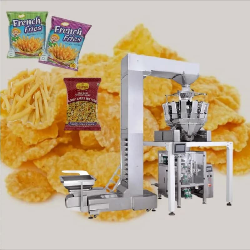 Automatic Multi-function Banana Potato Chips Snack Nut Dried Fruit Granule Vertical Packing Machinery with Multihead Weigher