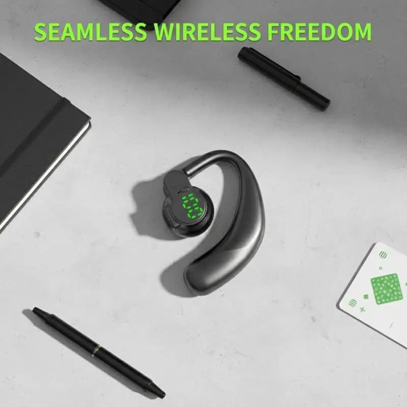 180°Wireless Headphone Bluetooth 5.4 Handsfree Noise Canceling Rotatable Digital Display Earphones Single Ear Earhook