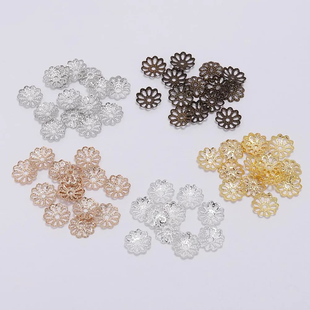 1000Pcs 9Mm Premium Metal Jewelry Charms Pendant Findings for DIY Necklaces Bracelets Handmade Accessories Flower Bead Caps