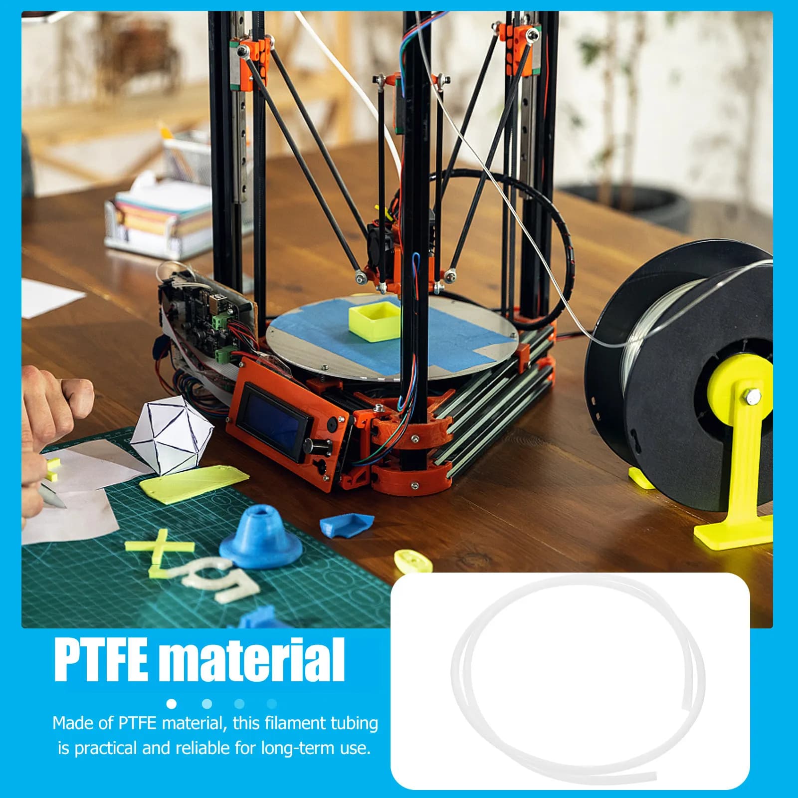 Tubo in PTFE da 1 metro per stampante 3D, ricambio di alta precisione, diametro 3 mm, flusso fluido, basso attrito, per stampa 3D