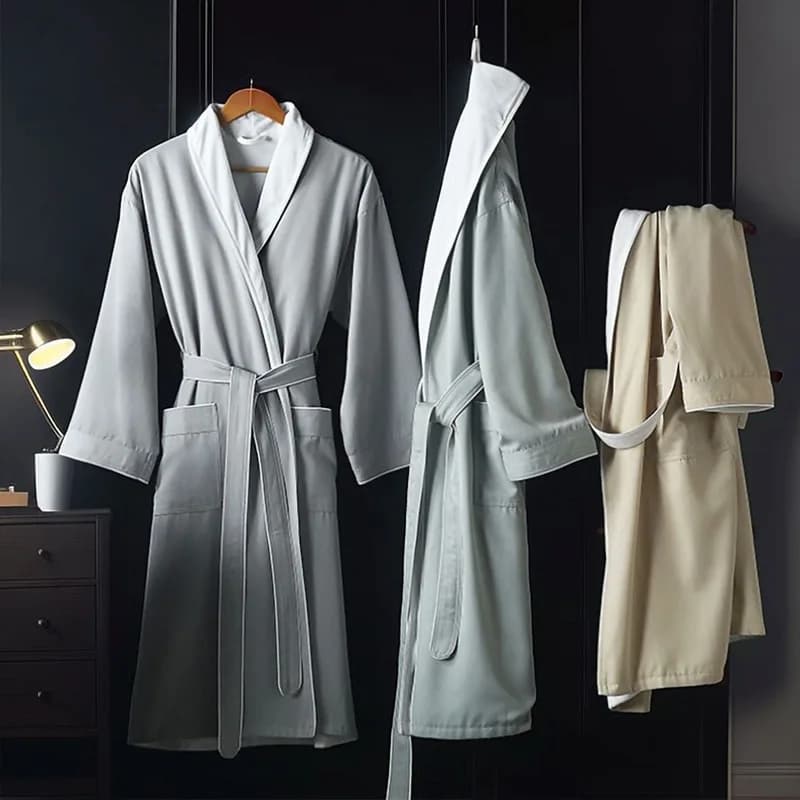 Couple 5 stars Hotel bathrobe autumn long sleeves collar overturned woman dressing Kimono luxury with fuss for woman