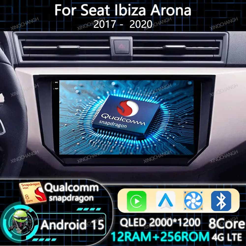 Android 15 Car Radio Carplay Auto For Seat Ibiza Arona 2017 2018 2019 2020 Qualcomm 4G WIFI QLED BT Multimedia Video Player GPS
