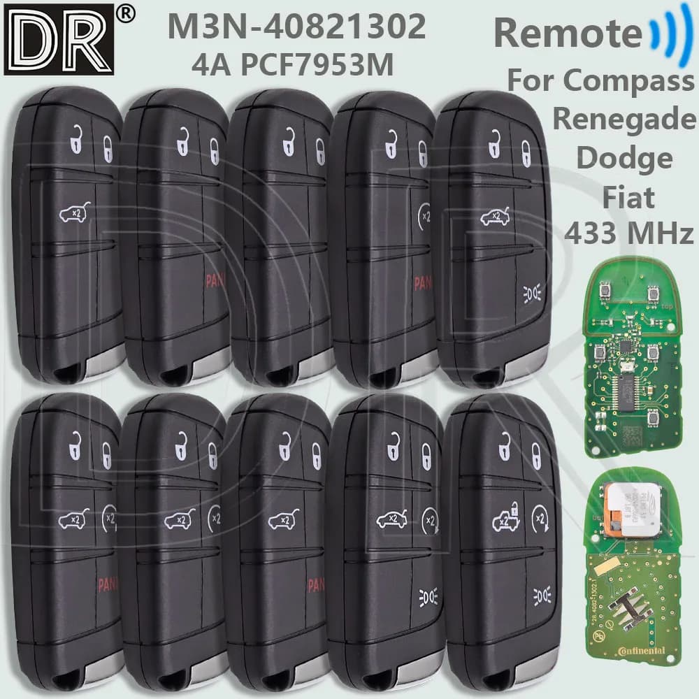 DR M3N- 40821302 4A PCF7953M PCB originale 433 MHz Chiave telecomando per auto di prossimità per Jeep Compass Renegade Dodge Fiat 500 500X 500L