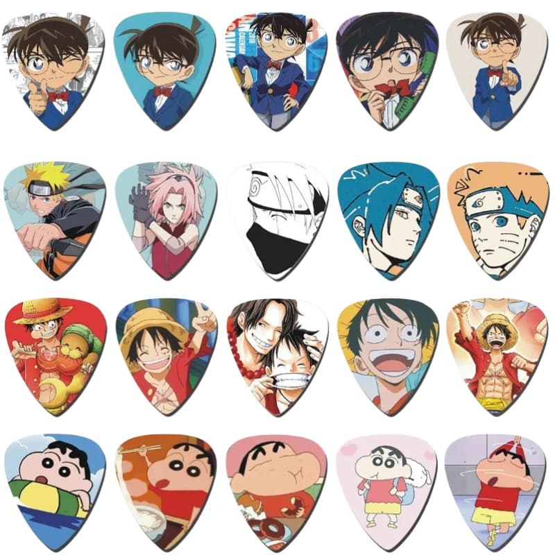 Detective Conan One Piece Naruto Plettro per chitarra Creative ins Accessori per strumenti a corda occidentali per cartoni animati di alto valore 10 pezzi