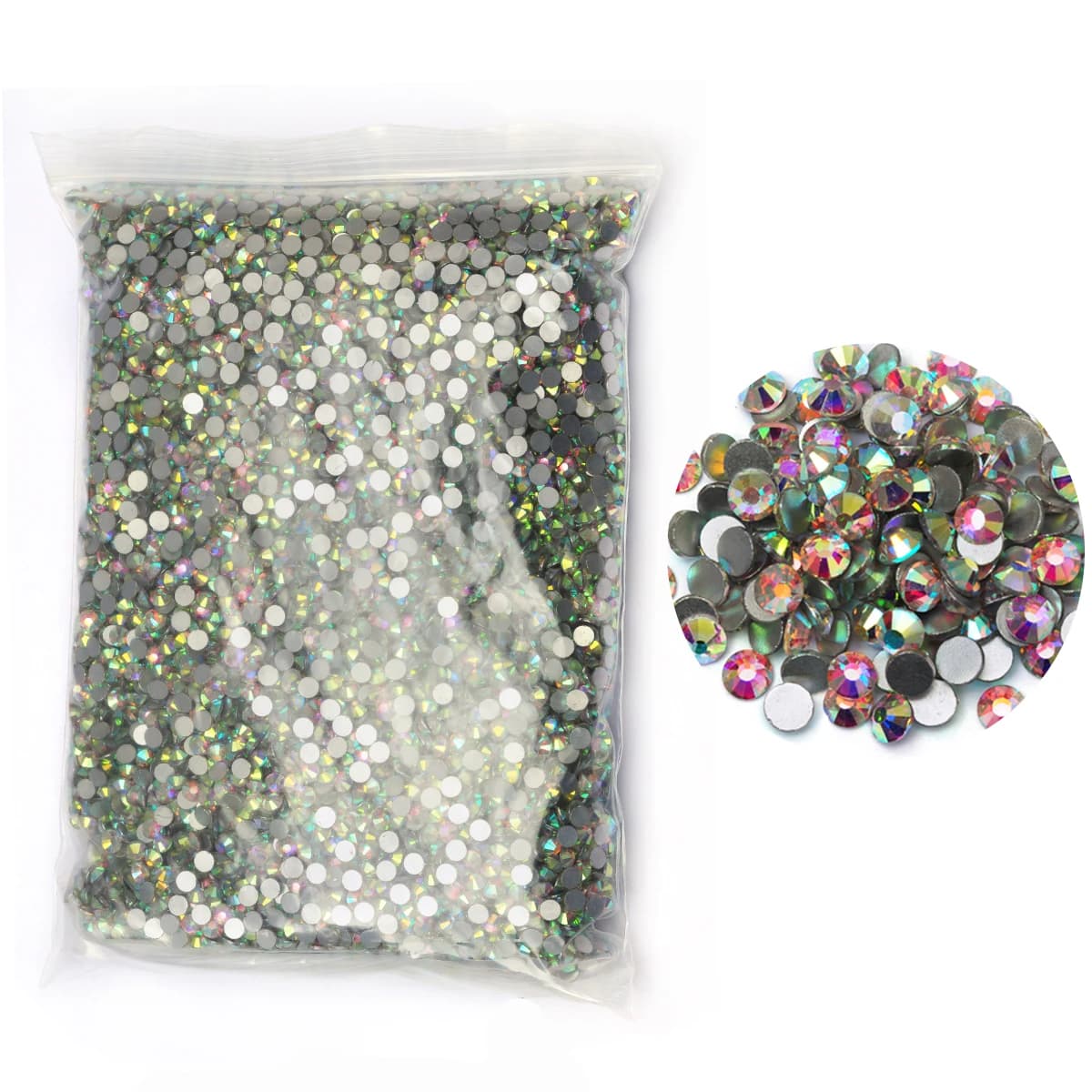 PUBRILEX 14400 Pezzi Strass in Vetro Senza Hotfix, Rotondi con Fondo Piatto, per Decorazioni Fai-da-Te, Cristalli, Charm per Unghie, Perline Diamantate per Borse
