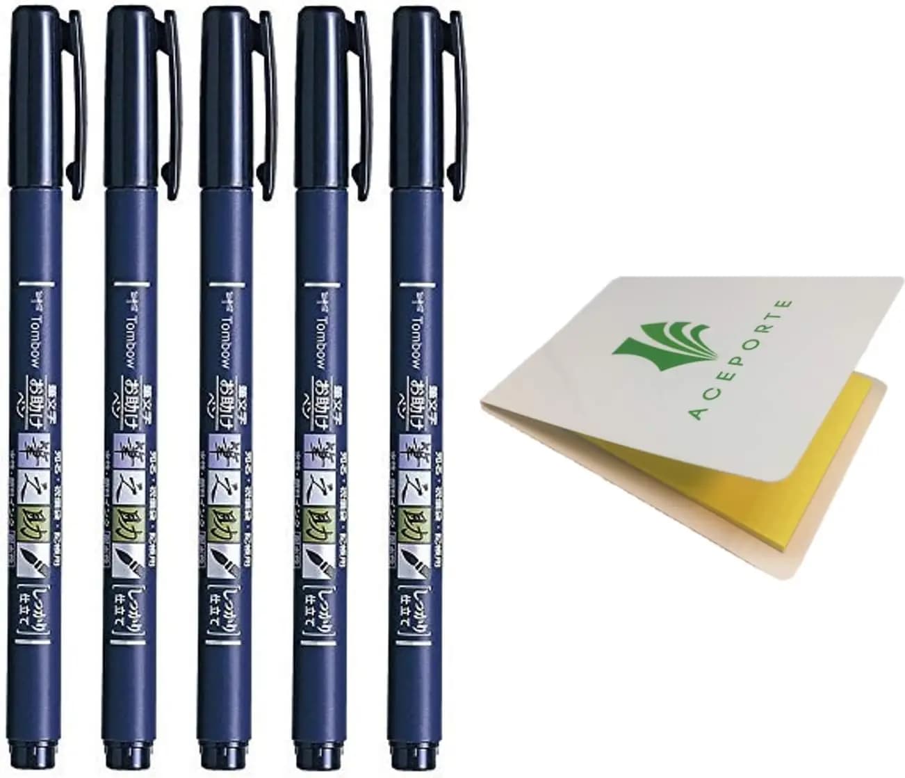 Set di Pennelli a Punta Dura con Note Adesive - Ideale per Calligrafia, Arte, Illustrazione e Manga