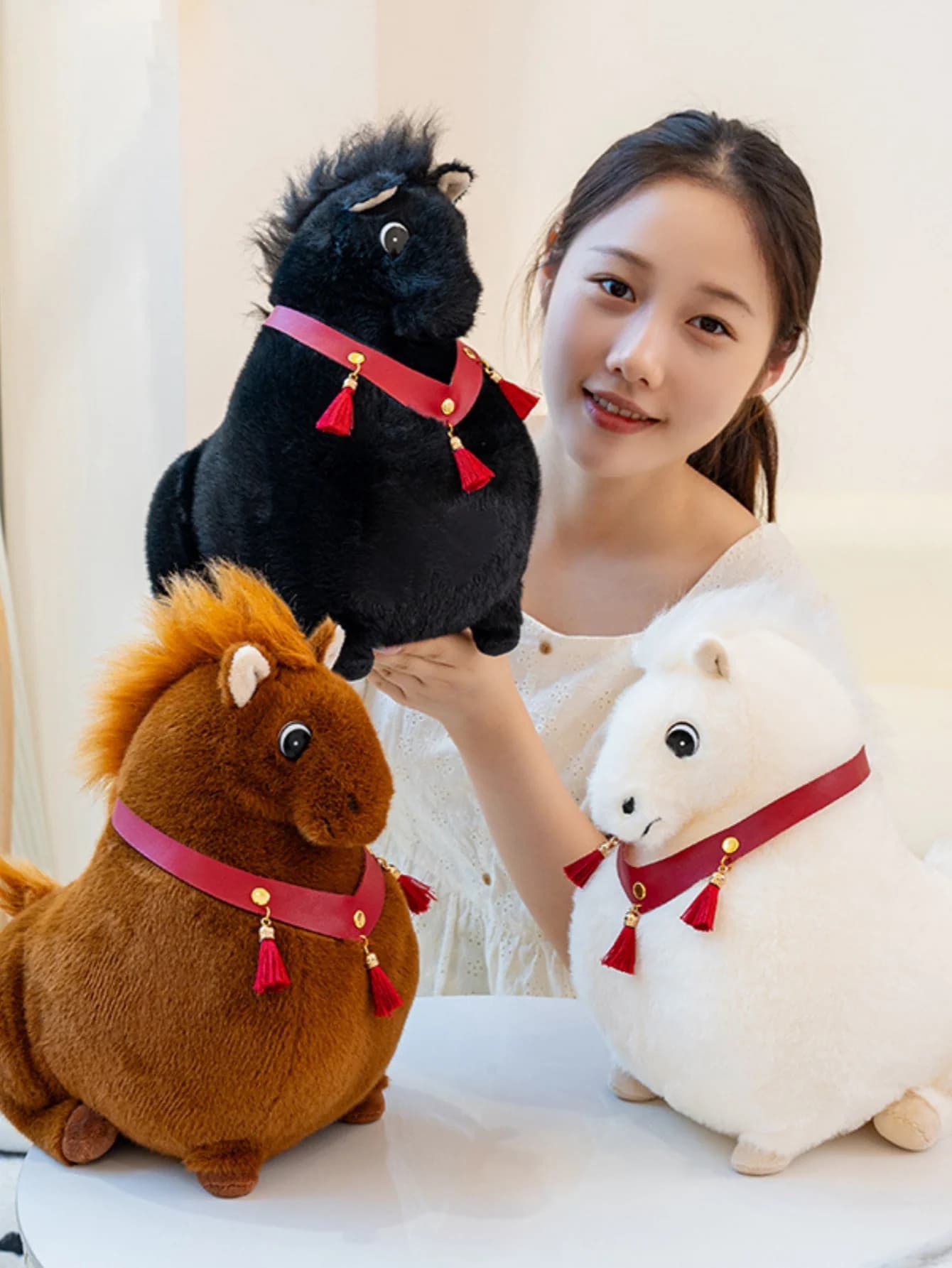 Cavallo grasso Pony Ciondolo Peluche Borsa Fascino Portachiavi Animale Farcito Bambola Decorazione della casa