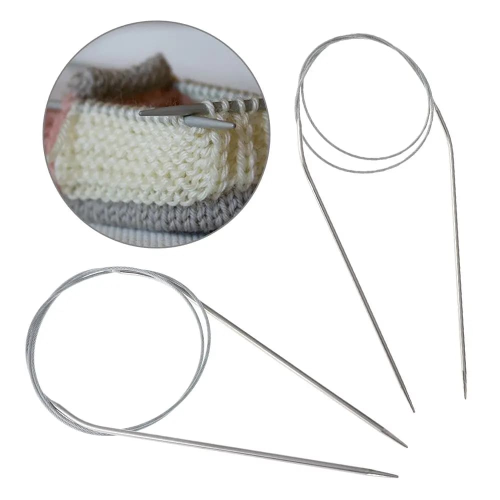 Aghi per maglieria circolari da 1.5-5mm gancio per uncinetto in acciaio inossidabile perni per cucire fai da te aghi per tessitura forniture per cucito a mano 80cm