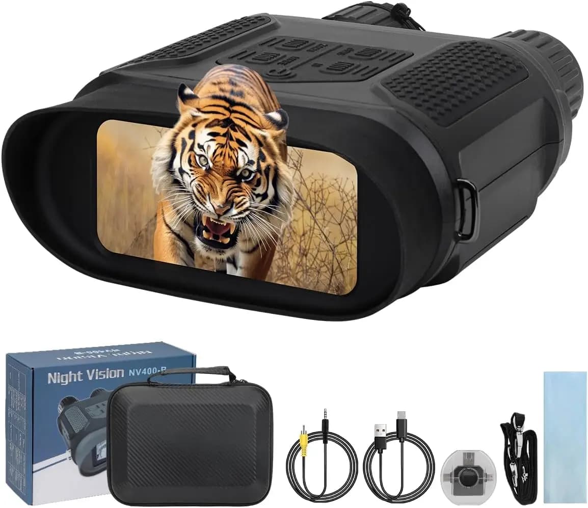 Pro Night Vision Binoculars, Digital Infrared, 4" Screen, 2X Zoom, Essential Outdoor Deer Hunting Accessories, Tactical Gear, Security Goggles, 32GB Card, Multifunction Card Reader, Case