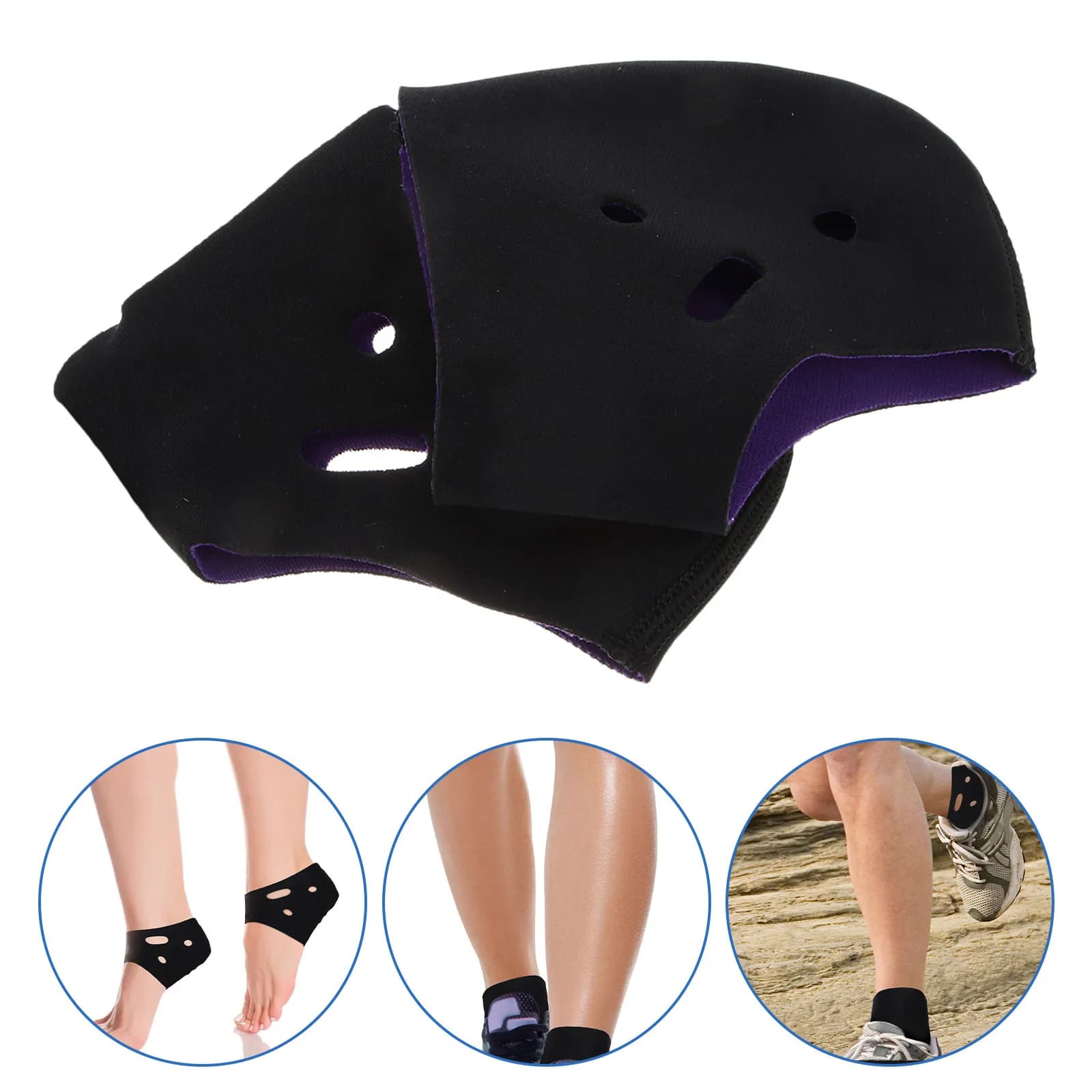 Set di 4 Supporti per Caviglia, Protezione per Arco Plantare, Fascite Plantare, Protezione per Tallone, Sollievo dal Dolore, Compressione Morbida e Traspirante in Nylon
