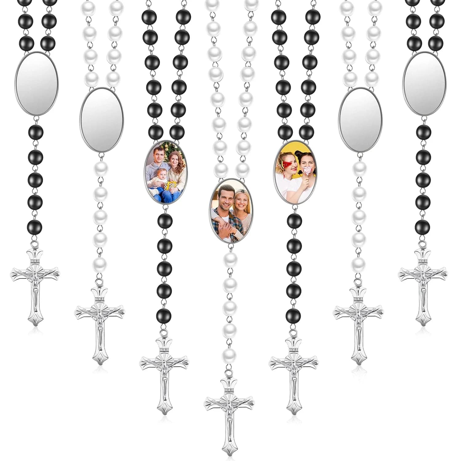 10 pezzi collana rosario croce sublimazione spazi vuoti rosario perline collana bordo pendenti collana gioielli regali per la creazione fai da te