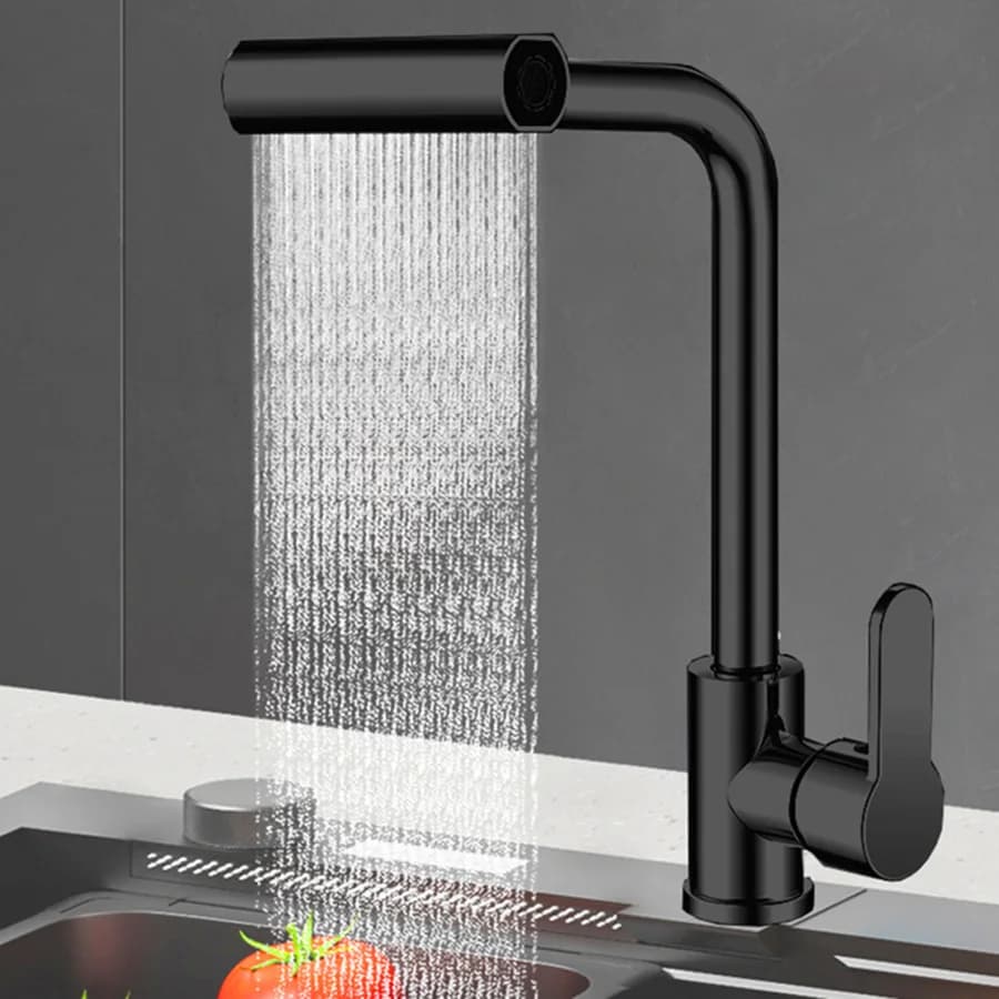 Stainless Steel Kitchen Faucet with 4 Water Flow Modes - 360° Rotating Ceramic Valve, Brushed Finish, Hot & Cold Water Control f